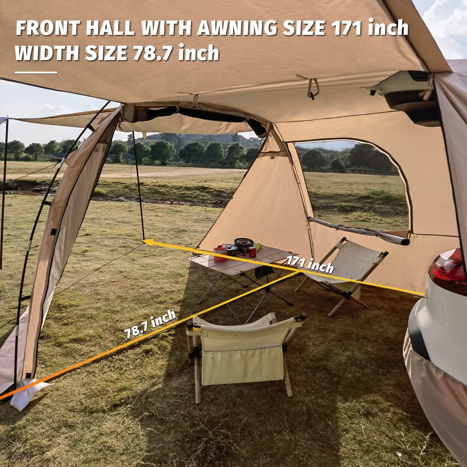 Car Awning, 300 * 150cm Tailgate Car Awning Tent, Car Tail Tent Sun Shelter Car Trunk Sunshade On Board Awning For Camping, Beach