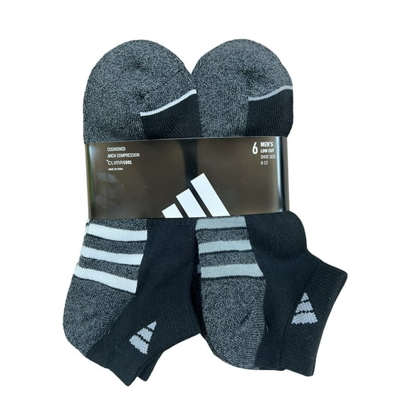Adidas Men's ClimaCool Low Cut Socks, 6 Pairs (Black) - Size US 6-12