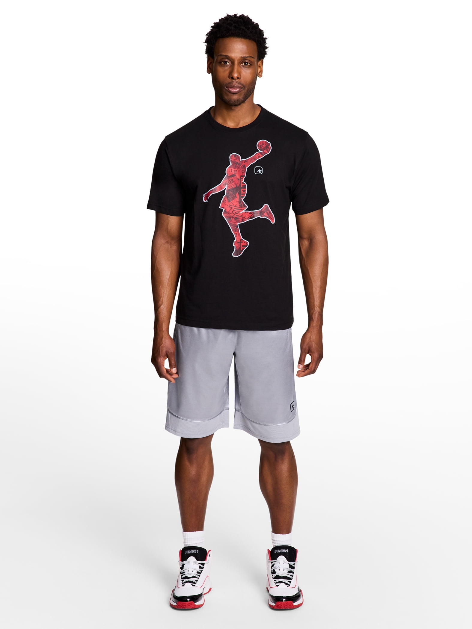 AND1 Men's and Big Men's All Court Short, 11" inseam, up to Size 5XL