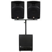 (2) Rockville RPG10 10" Active DJ PA Speakers+Dual Mount+12" Powered Subwoofer
