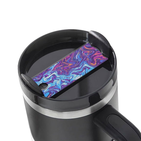 Hirioo Swirl Print Blue Purple for Stanley Cup Lid Nameplate Personalized Acrylic Nameplate Tumbler Lid Topper(30oz , 40oz)