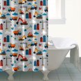 thumbnail image 4 of Cartoon Construction Vehicles Buildings Gray Pattern Shower Curtain 84"x72" ,Bathroom Decorative Shower Curtains Set with 12 Hooks,Modern Waterproof Washable Shower Curtain, 4 of 6