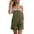 thumbnail image 2 of Feancey Womens Short Rompers Summer Spaghetti Strap Sleeveless Bib Overalls Solid Color Casual One Piece Jumpsuits for Vacation with Pockets Army Green XL, 2 of 8