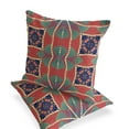 thumbnail image 3 of Set of Two 16" X 16" Blue and Green Blown Seam Eclectic Indoor Outdoor Throw Pillow, 3 of 5