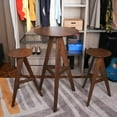 thumbnail image 5 of CONSDAN Counter Height Bar Table(Table Only), Round Bistro Pub Dining Set with Wood Top, Ideal for Breakfast, Dinner, Coffee, and Small Spaces, Easy Assembly, Rustic Brown, 5 of 6