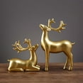 thumbnail image 5 of 2Pcs Christmas Reindeer Decor,Small Resin Standing Sitting Deer Figurine,Mini Reindeer Christmas Table Decoration for Home Indoor Xmas Holiday Small Statue Rustic Table Decor(Gold #02), 5 of 5