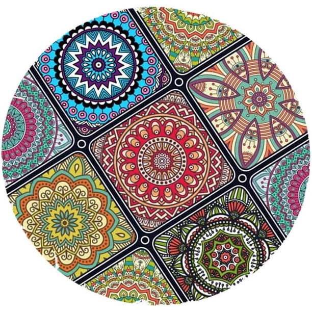 Nvzi Mantel redondo impermeable con respaldo de poliéster estilo bohemio para mesas de comedor o póquer, 120 cm/48 pulgadas de diámetro (estilo D)