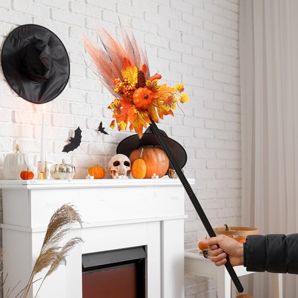 Decoraciones de Halloween, bruja de Halloween, mago, calabaza de lana, bruja, fantasma, decoración de fiesta, accesorios, baile, Halloween, guantelete infantil, vuelo a casa, juego de rol, escoba deco