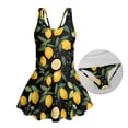 thumbnail image 5 of Xoenoiee Lemon Leaves Print Girls One Piece Swimsuits Sleeveless Swim Dress for Girls Hawaiian Skirted Bathing Suit Summer Swimwear, Size 3-4 Years, 5 of 7