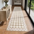 thumbnail image 2 of Wonnitar 2'x 8' Checkered Runner Rug for Hallway, Washable Beige Checkerboard Rug for Entryway, Non Slip Soft Low Pile Geometric Indoor Carpet for Kitchen, Bedroom, Nursery, 2 of 9