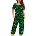 thumbnail image 2 of Dazajoo Womens Pajama Sets Cotton Sleepwear Tops with Capri Pants Summer Pjs 2 Piece St Patricks Day Lightweight Comdy Loungewear Home Suits,Multicolor,M, 2 of 5