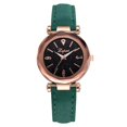 thumbnail image 1 of LVPAI Reloj de cuarzo de cuero PU con patrón de esfera de cielo estrellado Reloj femenino vintage (verde), 1 of 4
