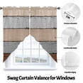 thumbnail image 3 of Swag Curtains Valances for Windows, Farmhouse Rustic Wood Texture Short Kitchen Window Curtains Over Sink, Brown Grey Cafe Curtains Panel Set Of 2,Rod Pocket, 36 Inches Length, 3 of 8