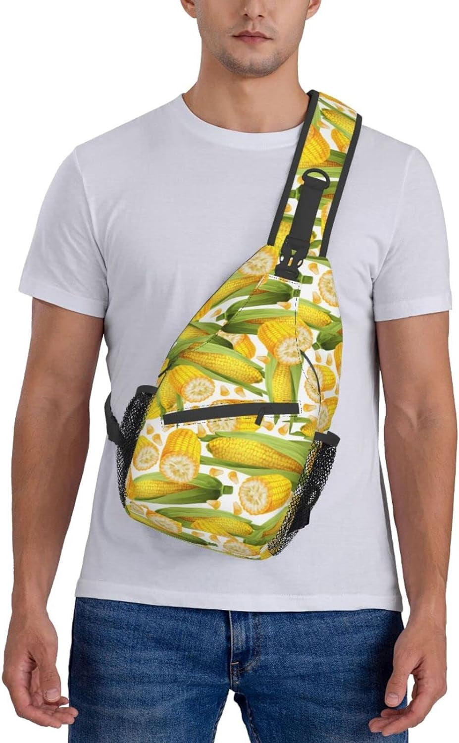 Corn Pattern Sling Bag Crossbody Hiking Travel Chest Bags Backpack Shoulder Daypack for Women Men