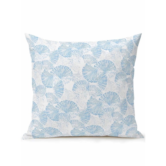 1 Pack Outdoor Throw Pillow, Ocean Shell Waterproof Pillow with Insert Included, Summer Coastal Seashells Texture Light Blue Decorative Accent Cushion Sofa Pillows for Patio Porch, 16 x 16 In