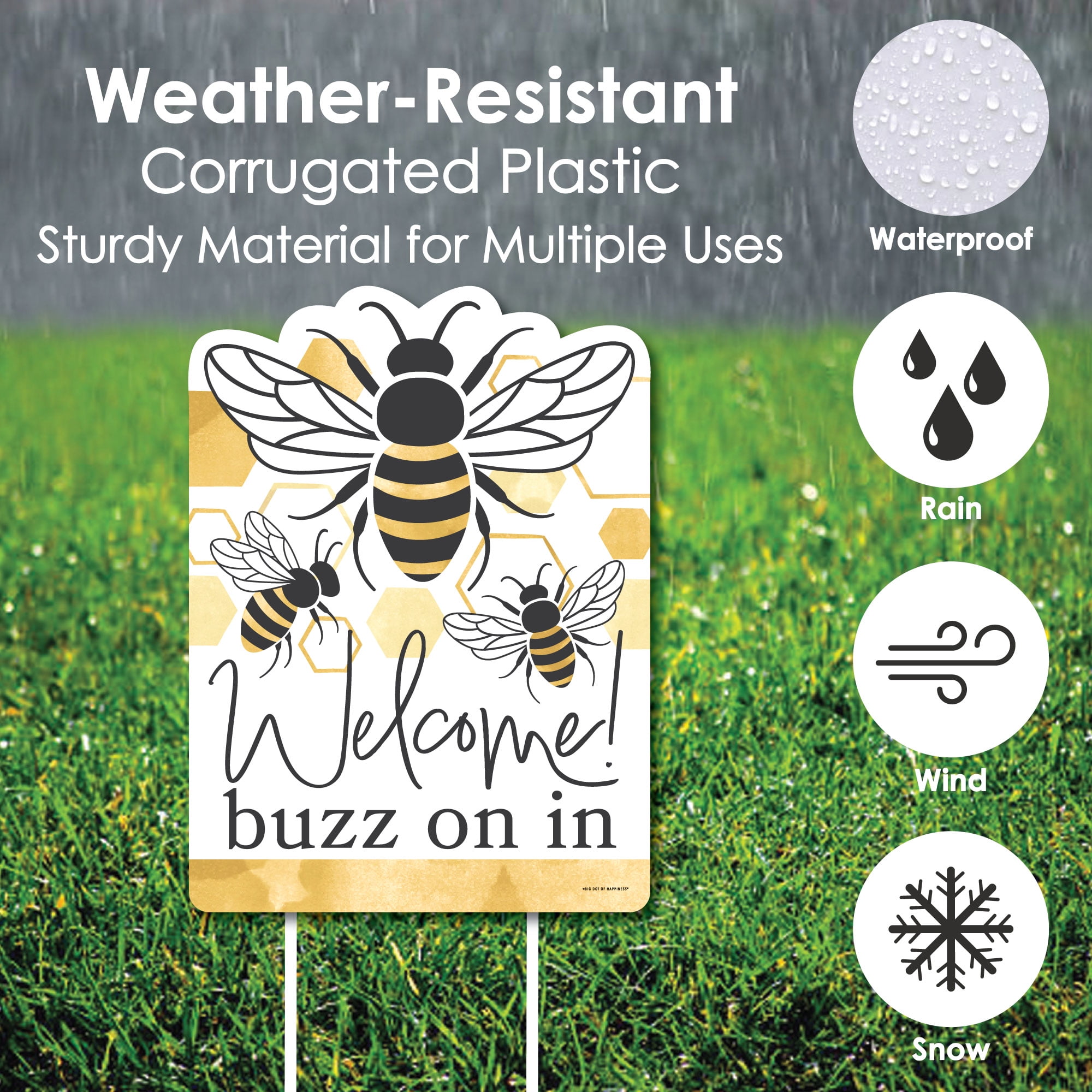 Big Dot of Happiness Little Bumblebee - Party Decorations - Bee Baby Shower or Birthday Party Welcome Yard Sign