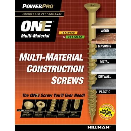 

Power Pro One Interior Flat-Head Multi-Material Screws (#8 x 1-1/2 ) - 17 Pieces (240668)
