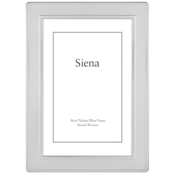 Siena Dbl Border Plain Frame Silver 5x7