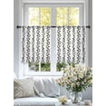 thumbnail image 4 of Black Spring Leaves Sheer Curtains 45 Inch Length 2 Panels Set, Pastoral Botanical Striped Flowers Voile Window Treatment Rod Pocket Small Kitchen Curtains Drapes for Bedroom 52"x45"x2, 4 of 7