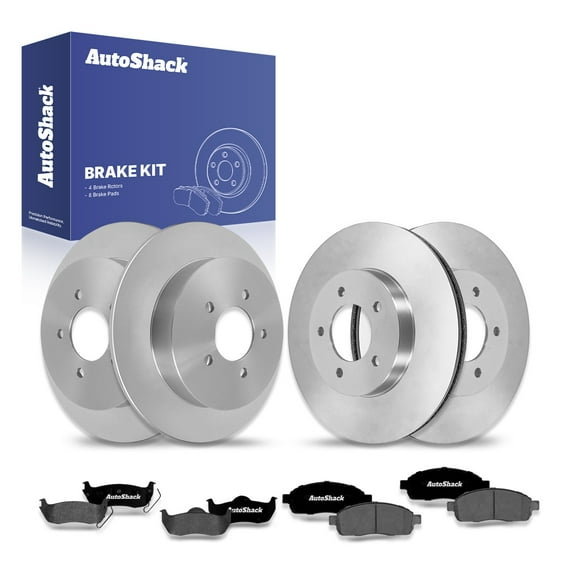 AutoShack Front Vented & Rear Solid Brake Rotors   Ceramic Pads 12-PC Brake Kit Replacement for 2004 Ford F-150