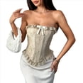 thumbnail image 2 of Tops Tipo Bustier para Mujer, Top de Encaje con Lazo y Moldeador de Cintura Albaricoque M, 2 of 10