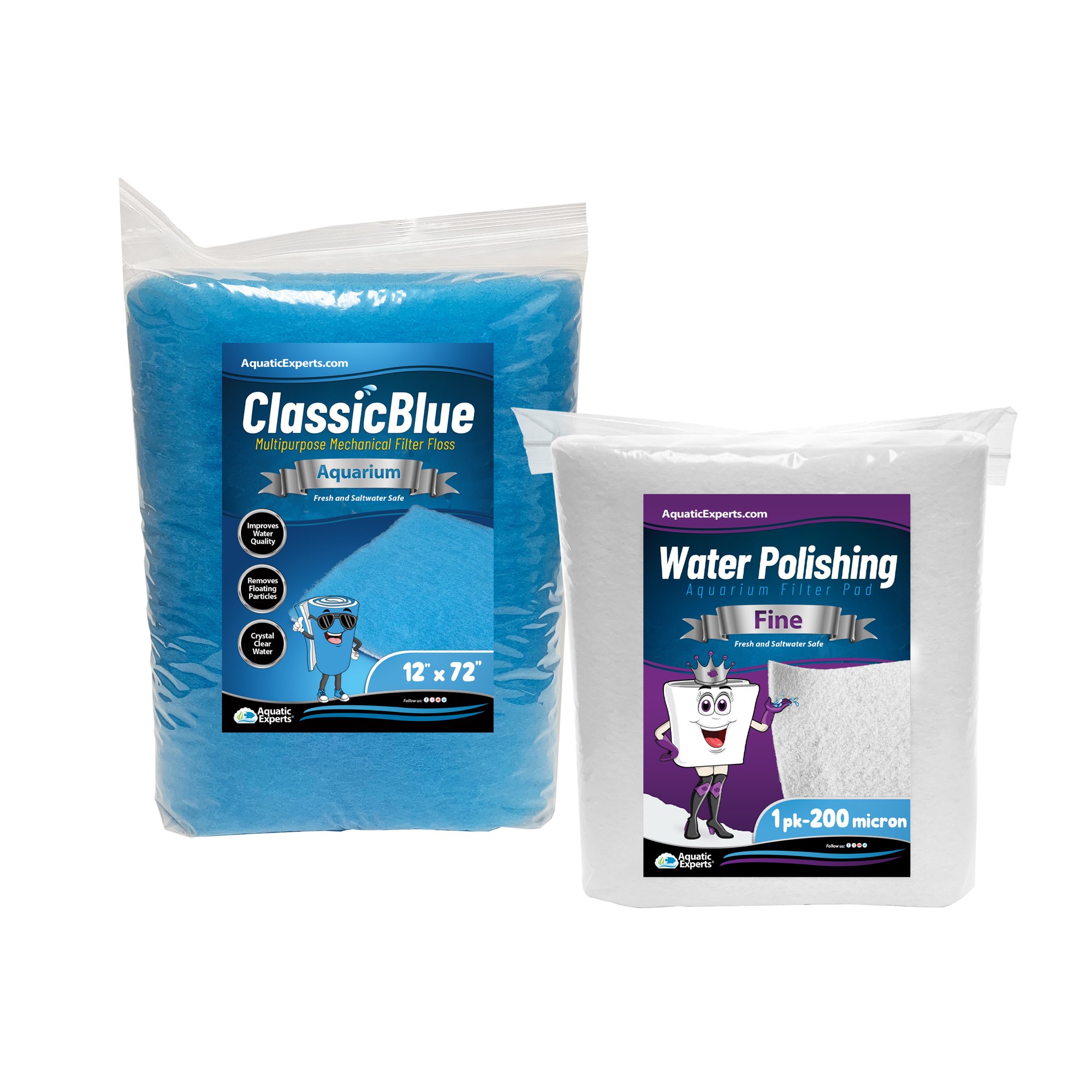 Aquatic Experts ClassicBlue 12" x 72" Aquarium Filter Pad and Filter