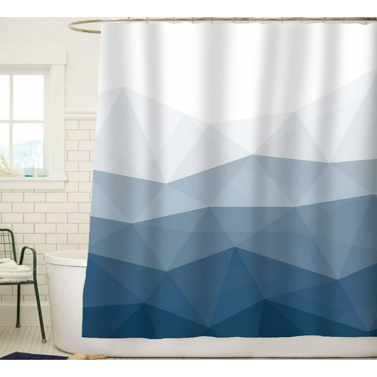 Ocean Wave Beach Black Striped Print Waterproof Shower Curtain with Hooks