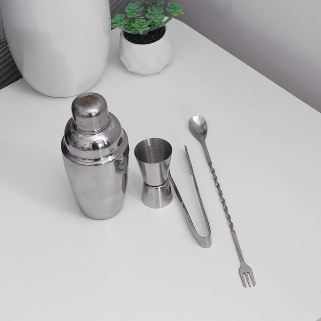 OUNONA 4Ud De Cocktails De Acero Inoxidable Con Herramientas Para Bartender Profesional En Plata