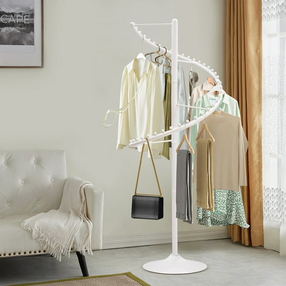 Spiral 360° Rotating Garment Rack - Floor-Standing Clothes Organizer White 1.8m