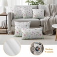 thumbnail image 5 of Flower Grey Outdoor Pillow Covers 26x26 Set of 2,Waterproof Patio Throw Pillowcase Protectors,Blue Pink Plaid Wildflower Botanical Country Decorative Pillow Shams Cushion Covers for Seat Bed Couch, 5 of 8