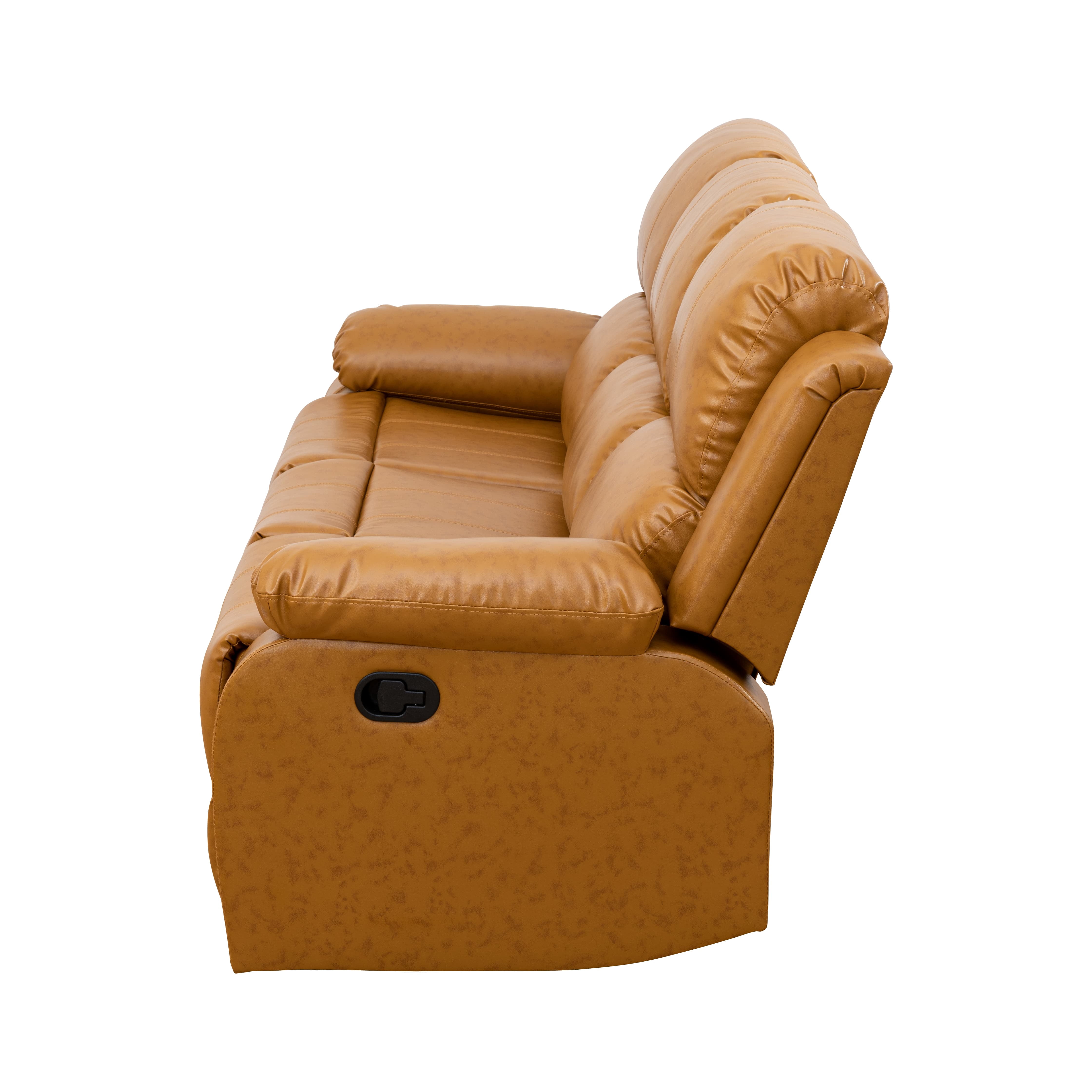 MAYEERTY Reclining Sofa, 3-Seat Wear-Resistant Breathable Fabric Recliner with Reversible Coffee Table for Living Room, Ginger