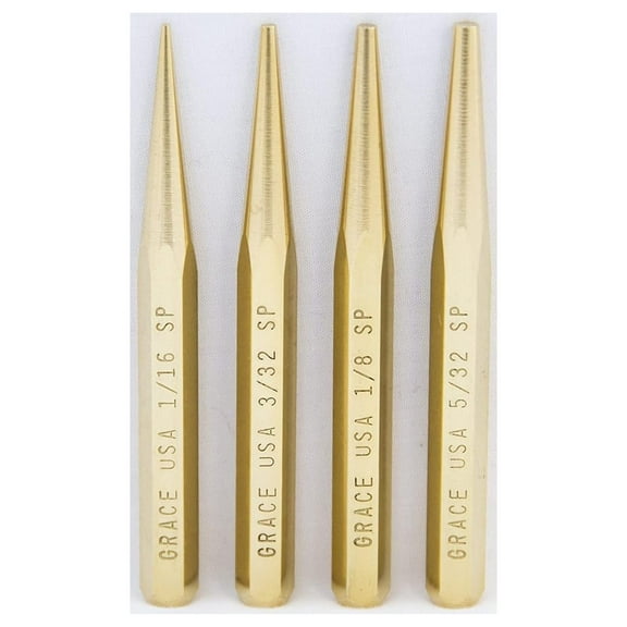 Brass Punch Set, 4 Piece Gunsmithing Tools - Non-Marring, Non-Sparking - Made in USA