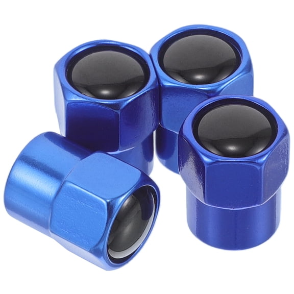 DECOMELODY 4Pcs Standard Design Tire Stem Valve Caps of Blue Aluminum Alloy Preventing Air Leaks for Vehicles