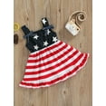 thumbnail image 3 of Chollius Toddler Baby Girls 4th of July Dress Star Stripe Print Sleeveless Ruffle Bow-Knot Decor Dress Independence Day Clothes, 3 of 9