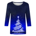 thumbnail image 4 of JGTDBPO Ugly Christmas Sweater for Women Light Up Shiny Xmas Tree Print 3/4 Sleeve Comfortable Round Neck Holiday Pullover Loose Blouse Top Hoodless Sweatshirts, 4 of 5