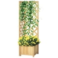 thumbnail image 1 of Outsunny Raised Garden Bed Wood Planter with Trellis, Natural, 1 of 10