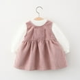 thumbnail image 3 of Diufon Baby Girls Dress Outfits Cute Long Sleeve Mesh Blouse Tops & Corduroy Wide Strap Pleated Dress Birthday Set, 3 of 7
