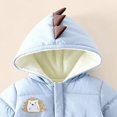 thumbnail image 3 of Baby Girls Boys Long Sleeve Warm Romper Dinosaur Hooded Fleece Lined Jumpsuit Comfortable Snowsuit for Outdoor, 3 of 6