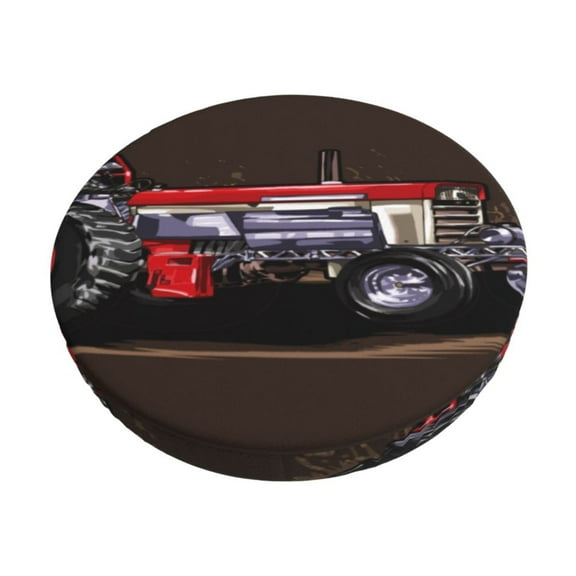 Rateoe red tractor Pattern Round Bar Stool Seat Covers,Washable Stool Cushion Slipcover Elastic Bar Chair Covers for 12-14 Inch Chair-12 inch