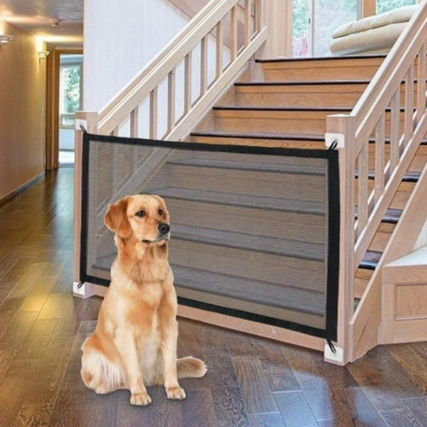 Magic Pet Gate for Dogs Cats Mesh Retractable Dog Gate for Stairs Doorways Indoor Outdoor Extra