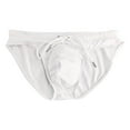 thumbnail image 3 of Sunvit-Panties Young Mens Swim Briefs - Nylon Spandex, Low-Rise with Adjustable Drawstring Waist, Breathable Stretchy, White Color, Size S - Great for Beach/Pool/Water Sports, 3 of 5