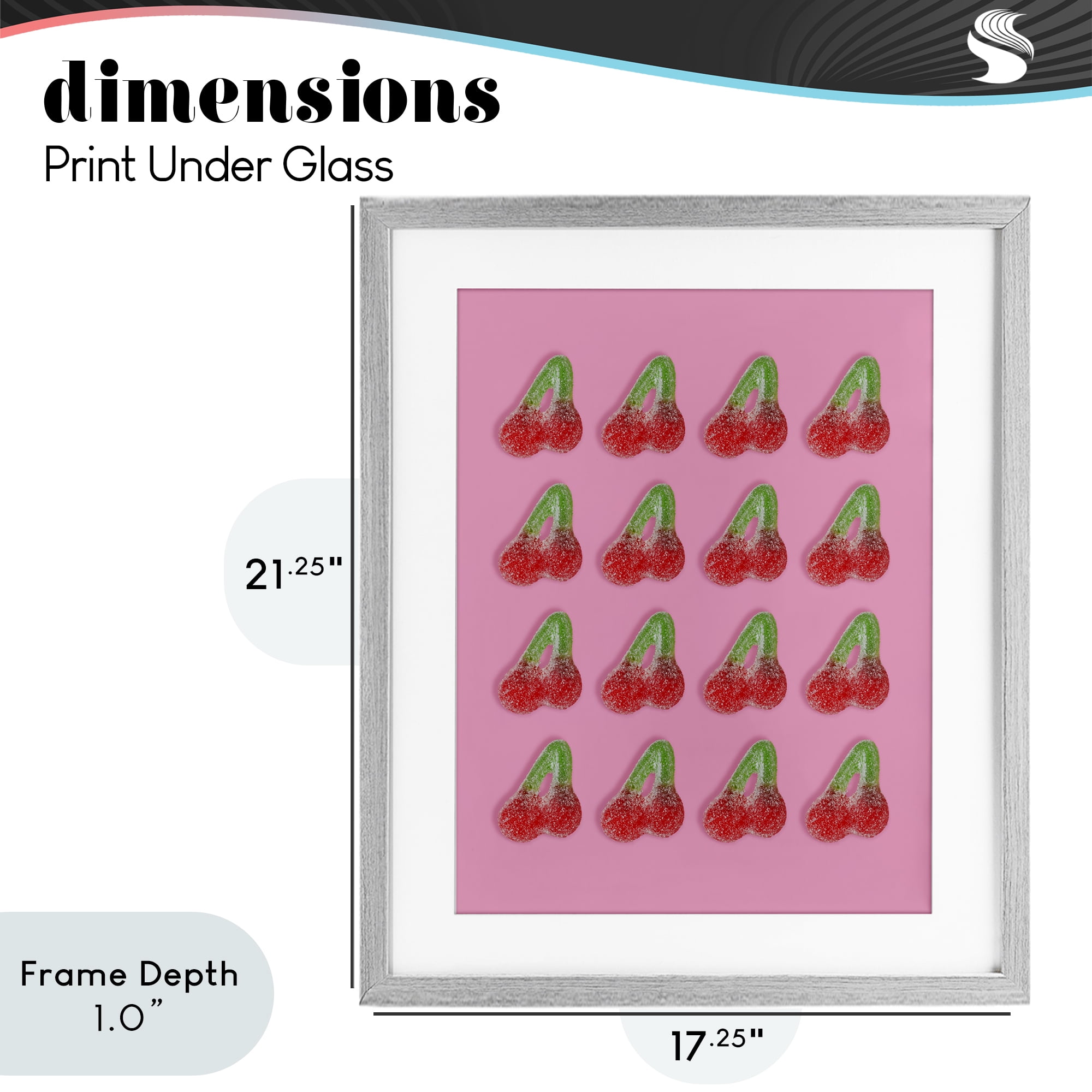 Stupell Industries Cherry Candy Pattern Gray Framed Print Under Glass, design by LISH Creative