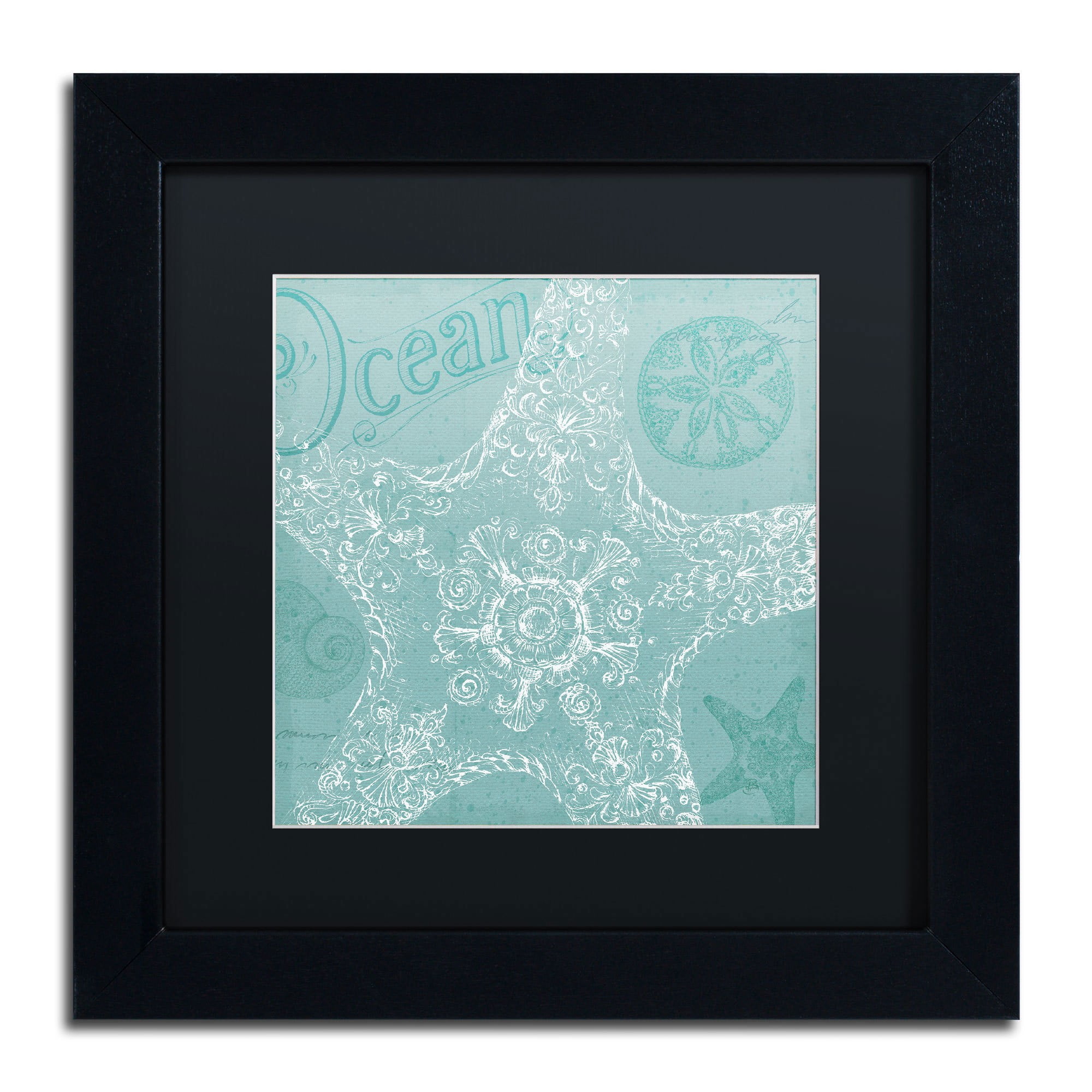 Trademark Fine Art "Aqua Treasure I" Canvas Art by Daphne Brissonnet, Black Matte, Black Frame