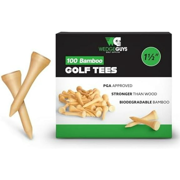 Bamboo Golf Tees 1-1/2" | 100 pcs. | Extra Durable & Stronger Than Wood Tees | Biodegradable & Less Friction | PGA Professional Approved, Golf Tees Bulk Bag$$Sport & Recreation Other