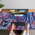 thumbnail image 4 of Long Mouse Pads for Desk,Blue Pioneer Flower and Paisley Pattern Desk Mats on Top Of Desks, Desk Mouse Pad Extra Large with 3mm Non-Slip Base and Stitched Edge for Gaming,Office,Work,Home 47.3"x23.6", 4 of 6