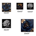 thumbnail image 4 of Designart "Glam Golden Rose On Black I" Floral Rose Metal Art Print Set, 4 of 5