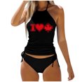 thumbnail image 1 of MKLEKYY Traje De Baño Mujer Natacion Women'S Fashion Summer Canadian Independence Day Partial Print Sexy Lace Up Two Piece Swimsuit, 1 of 5