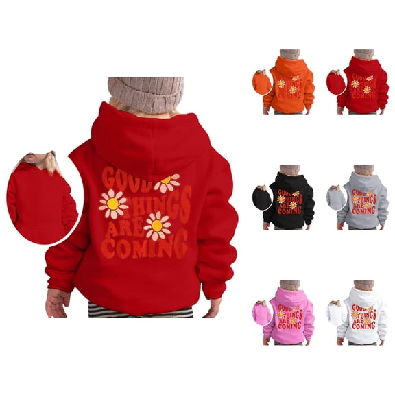 Girls Cute Print Hoodie Sweatshirt Long Sleeve Pullover Soft Crewneck Graphic Top for Kids Casual Style