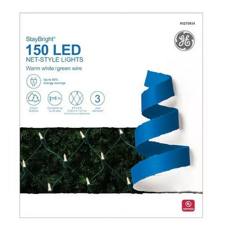 GE StayBright 150-Count Warm White LED Net-Style Christmas Lights 6ft X 4ft