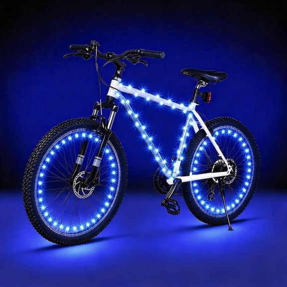 Stcellnmex 1 Set LED Bike Light 2 Wheel Lights 6.56ft and Frame Light 10.83ft Waterproof Blue
